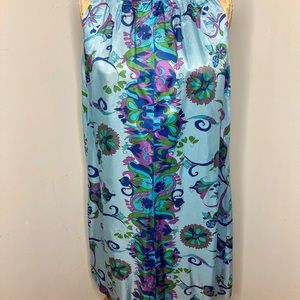Vintage 1970s Shoulder Bearing Homemade Swing Dress Gorgeous Print